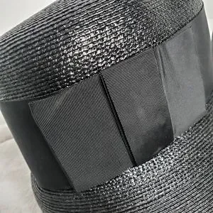 Frank Olive | Black Straw Bucket Hat / High Crown Size S Frank Olive | Accessories | Frank Olive Black Straw Bucket  main image 2